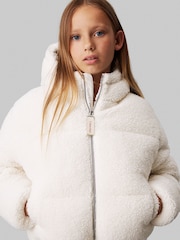 Calvin Klein White Teddy Hooded Puffer Jacket - Image 4 of 4
