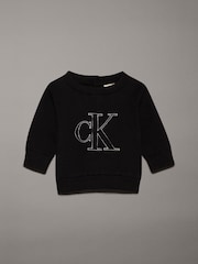Calvin Klein Black Monogram Logo Sweater - Image 1 of 3