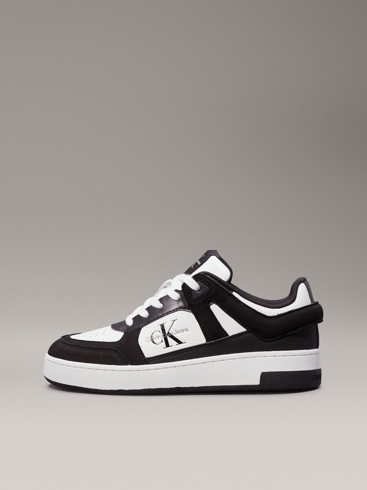 Calvin Klein White Basket Cupsole Low Mix Trainers - Image 2 of 7