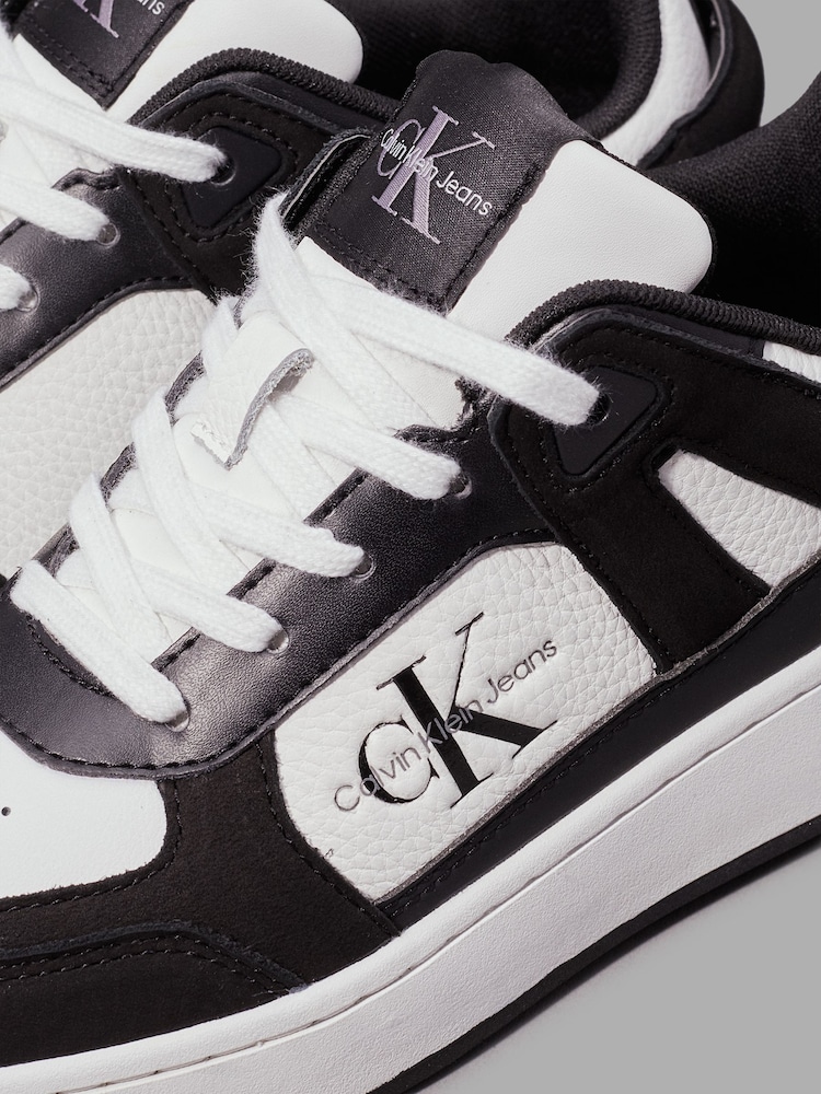 Calvin Klein White Basket Cupsole Low Mix Trainers - Image 7 of 7