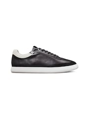 Calvin Klein Black Cupsole Lace Up Leather Trainers - Image 1 of 7