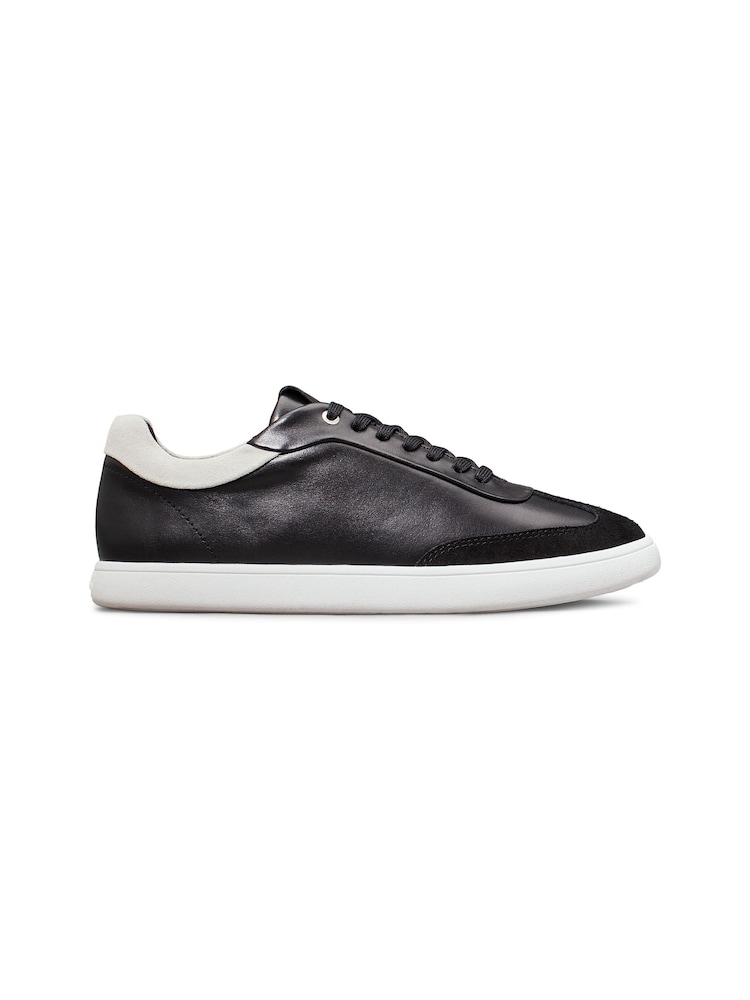 Calvin Klein Black Cupsole Lace Up Leather Trainers - Image 1 of 7