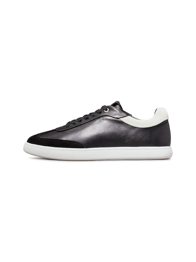 Calvin Klein Black Cupsole Lace Up Leather Trainers - Image 2 of 7
