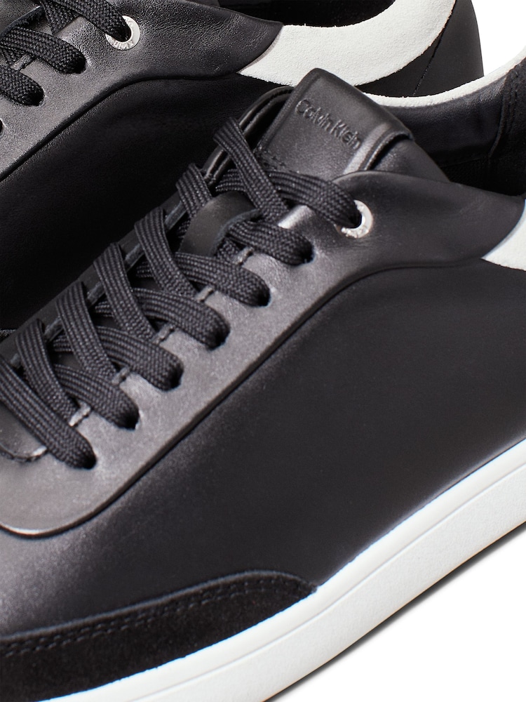 Calvin Klein Black Cupsole Lace Up Leather Trainers - Image 7 of 7