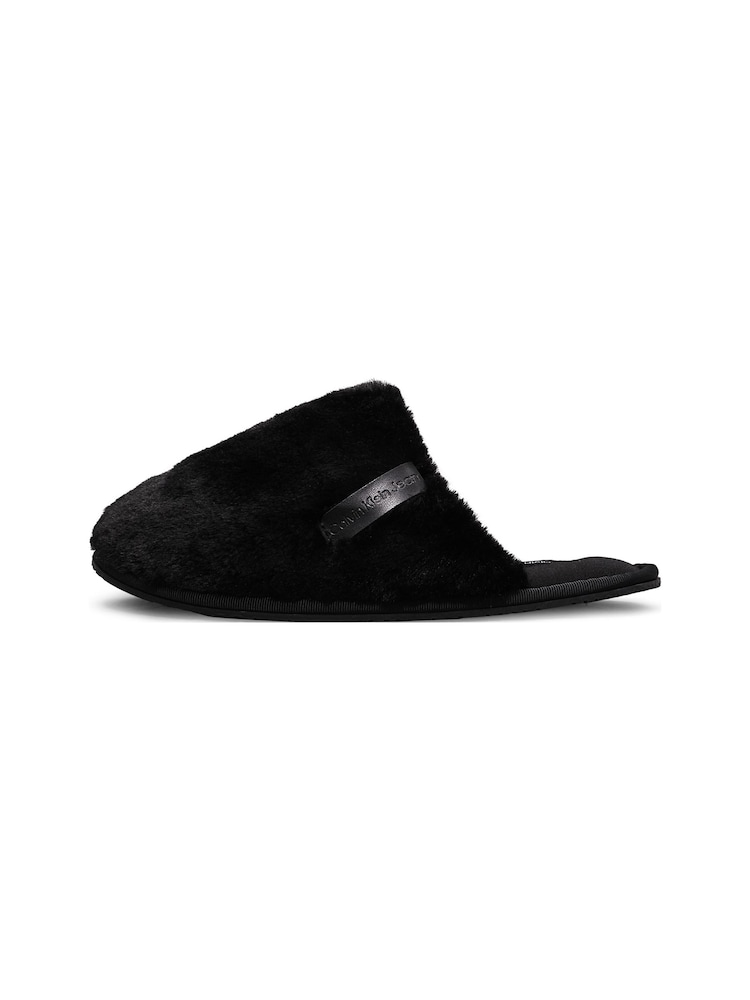Черный - Calvin Klein тапочки из искусственного меха - Изображение 2 из 7