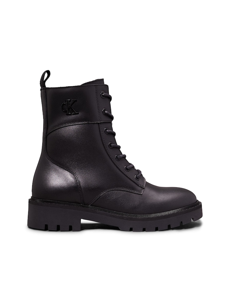 Calvin Klein Black Leather Combat Boots - Image 1 of 7 Calvin Klein Black Leather Combat Boots - Image 1 of 7