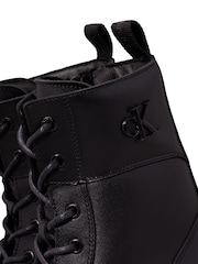 Calvin Klein Black Leather Combat Boots - Image 7 of 7