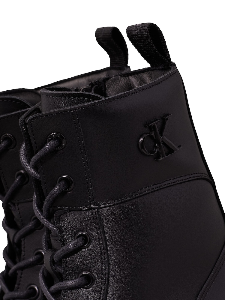 Calvin Klein Black Leather Combat Boots - Image 7 of 7 Calvin Klein Black Leather Combat Boots - Image 7 of 7