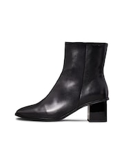 Calvin Klein Black Leather Ankle Boots - Image 2 of 7