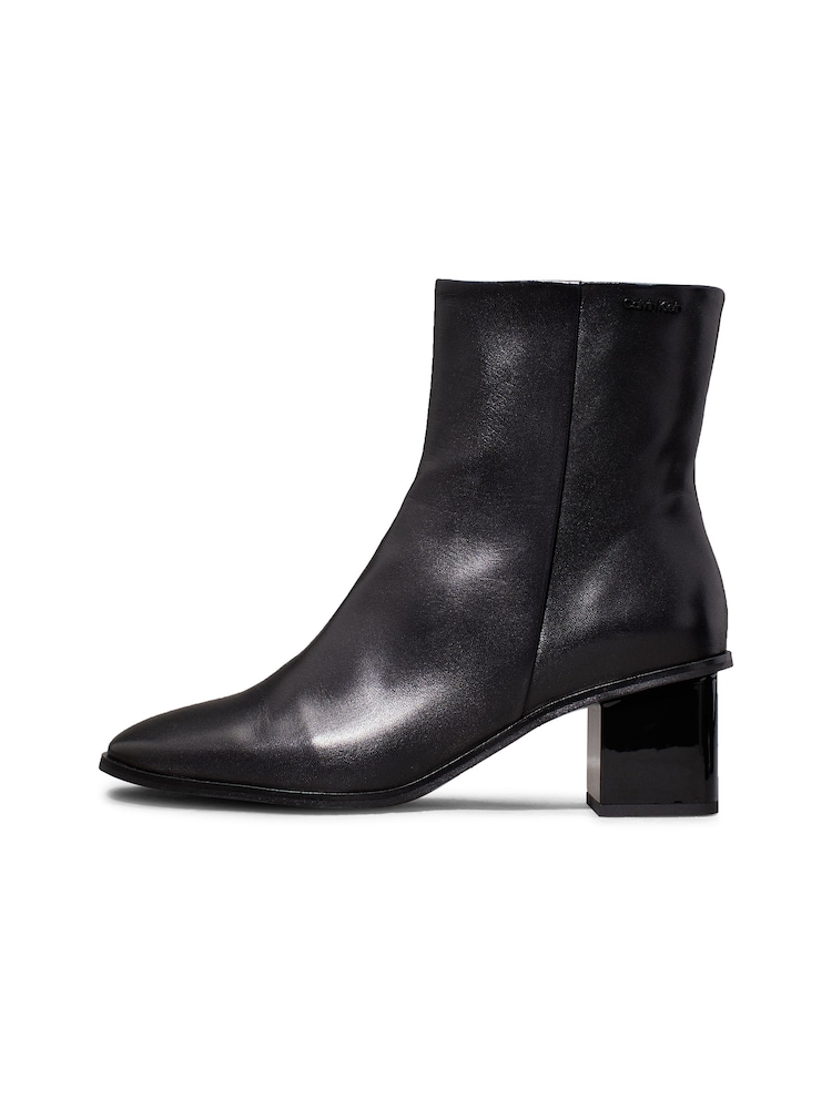Calvin Klein Black Leather Ankle Boots - Image 2 of 7