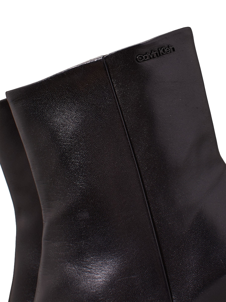 Calvin Klein Black Leather Ankle Boots - Image 7 of 7