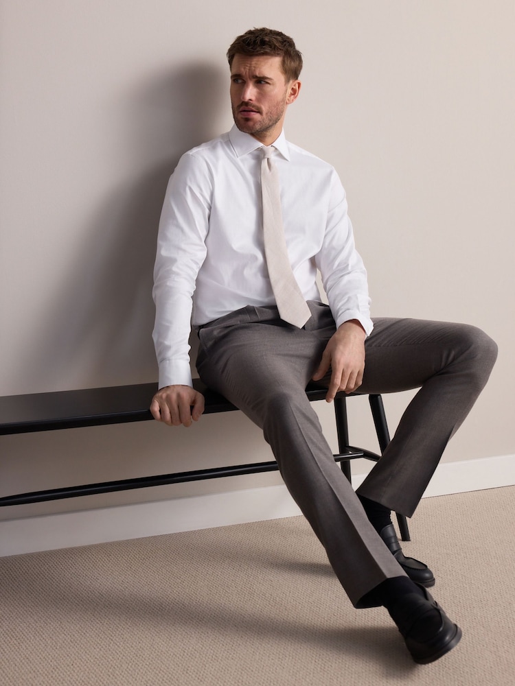 Blanc - Slim Fit (Slim Fit) - Signature 100% coton avec chemise élégante texturée - Image 3 of 8