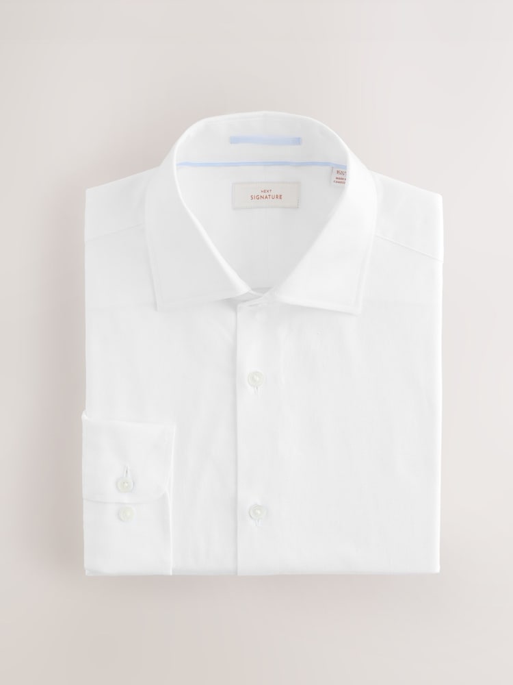 Blanc - Slim Fit (Slim Fit) - Signature 100% coton avec chemise élégante texturée - Image 6 of 8