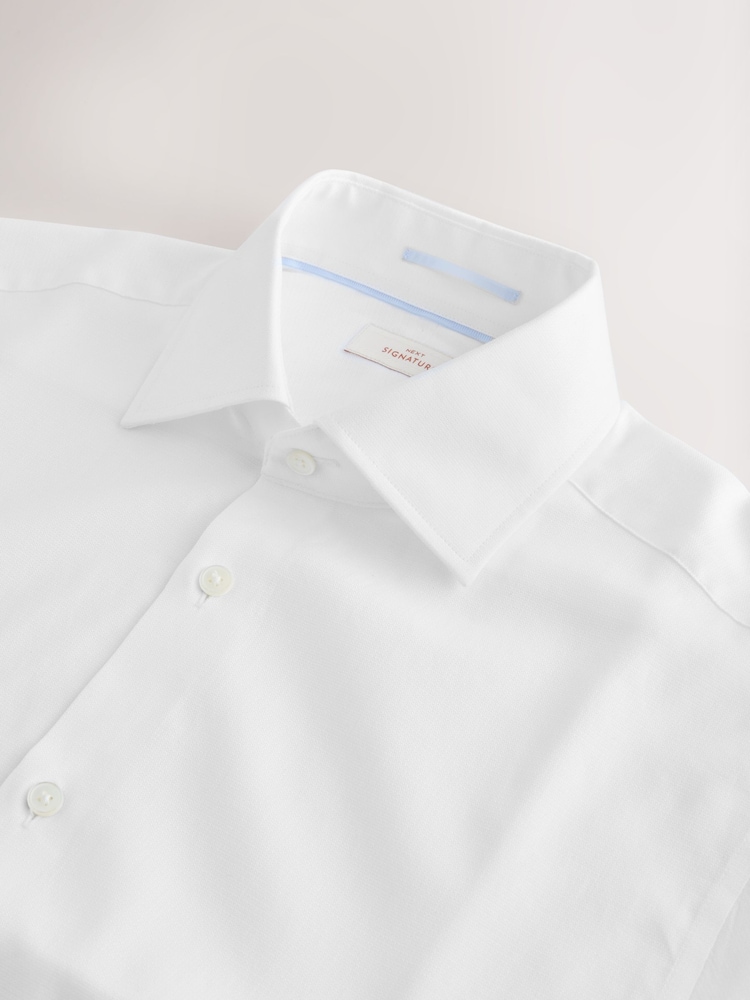 Blanc - Slim Fit (Slim Fit) - Signature 100% coton avec chemise élégante texturée - Image 7 of 8