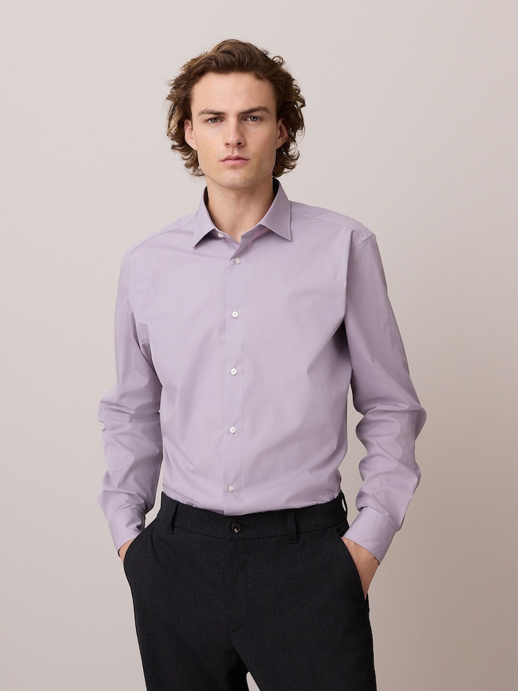 Purple Slim Fit Easy Care Single Cuff Smart Shirt - Image 1 of 6
