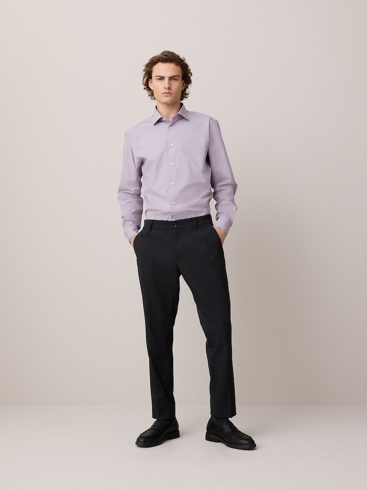 Purple Slim Fit Easy Care Single Cuff Smart Shirt - Image 2 of 3 Purple Slim Fit Easy Care Single Cuff Smart Shirt - Image 2 of 3
