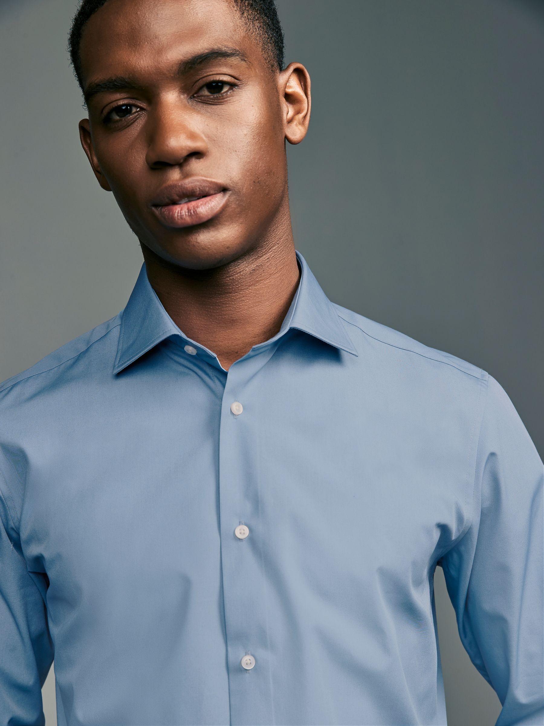 Buy Cornflower Blue Slim Fit Easy Care Single Cuff Smart Shirt