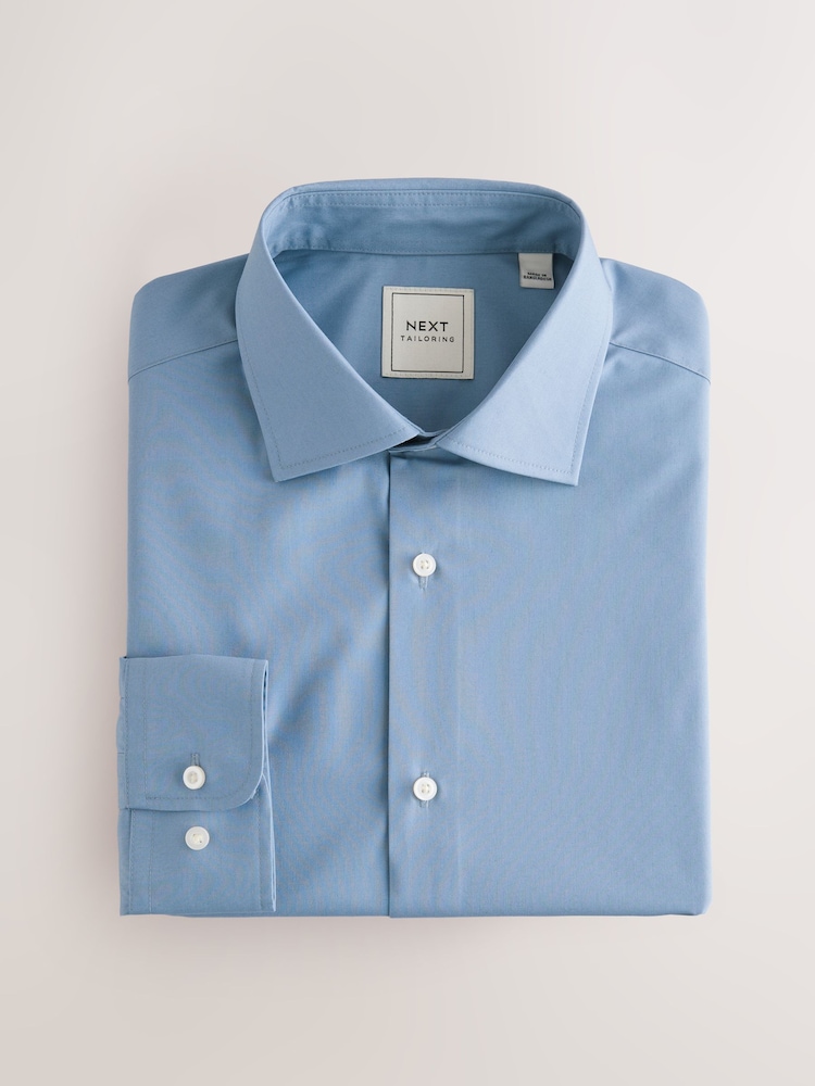 Cornflower Blue Slim Fit Easy Care Single Cuff Smart Shirt - Image 8 of 10