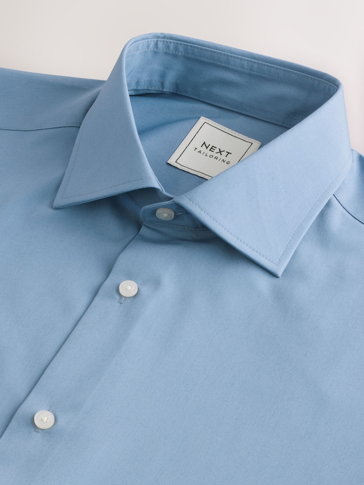 Cornflower Blue Slim Fit Easy Care Single Cuff Smart Shirt - Image 9 of 10