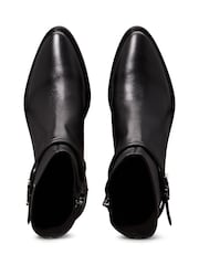 Calvin Klein Black Leather Heeled Ankle Boots - Image 4 of 7