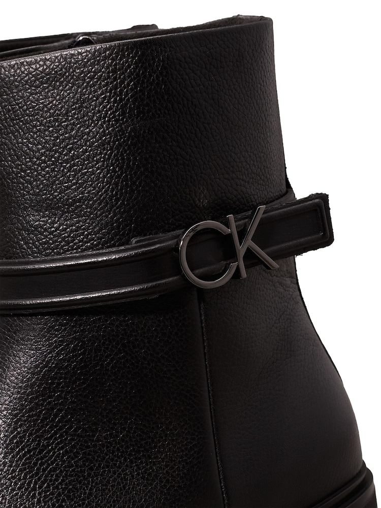 Calvin Klein Black Leather Heeled Ankle Boots - Image 7 of 7