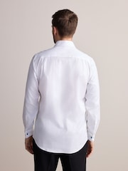 White Regular Fit Signature Premium 100% Cotton Textured Smart Shirt - Image 3 of 8