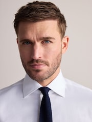 White Regular Fit Signature Premium 100% Cotton Textured Smart Shirt - Image 5 of 8