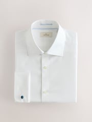 White Regular Fit Signature Premium 100% Cotton Textured Smart Shirt - Image 6 of 8