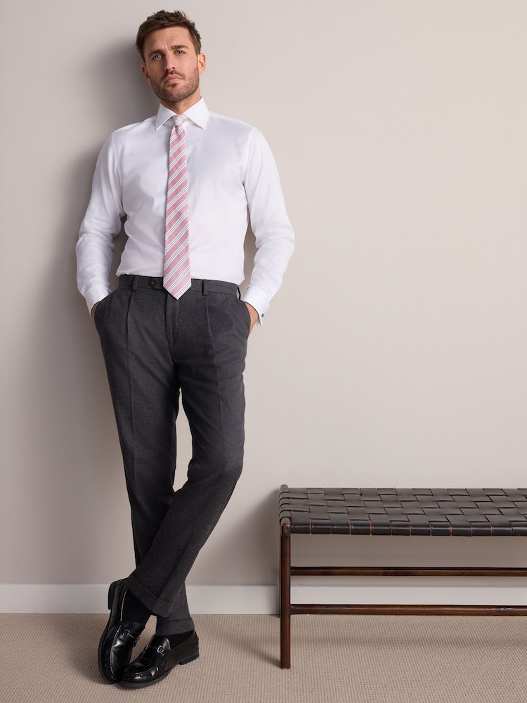 White Slim Fit Signature Premium 100% Cotton Textured Smart Shirt - Image 2 of 5 White Slim Fit Signature Premium 100% Cotton Textured Smart Shirt - Image 2 of 5