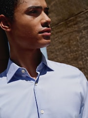 Blue Regular Fit Signature 100% Cotton with Textured Smart Shirt - Image 2 of 7