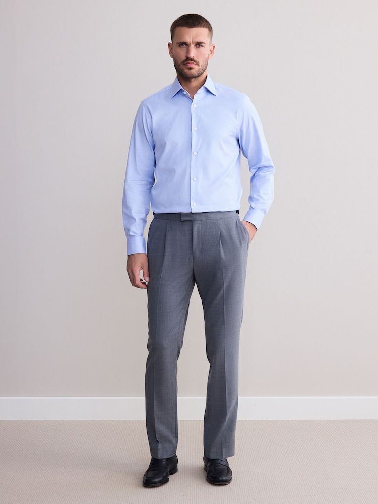 Blue Regular Fit Signature 100% Cotton with Textured Smart Shirt - Image 2 of 7 Blue Regular Fit Signature 100% Cotton with Textured Smart Shirt - Image 2 of 7