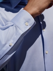 Blue Regular Fit Signature 100% Cotton with Textured Smart Shirt - Image 4 of 7