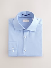 Blue Regular Fit Signature 100% Cotton with Textured Smart Shirt - Image 5 of 7