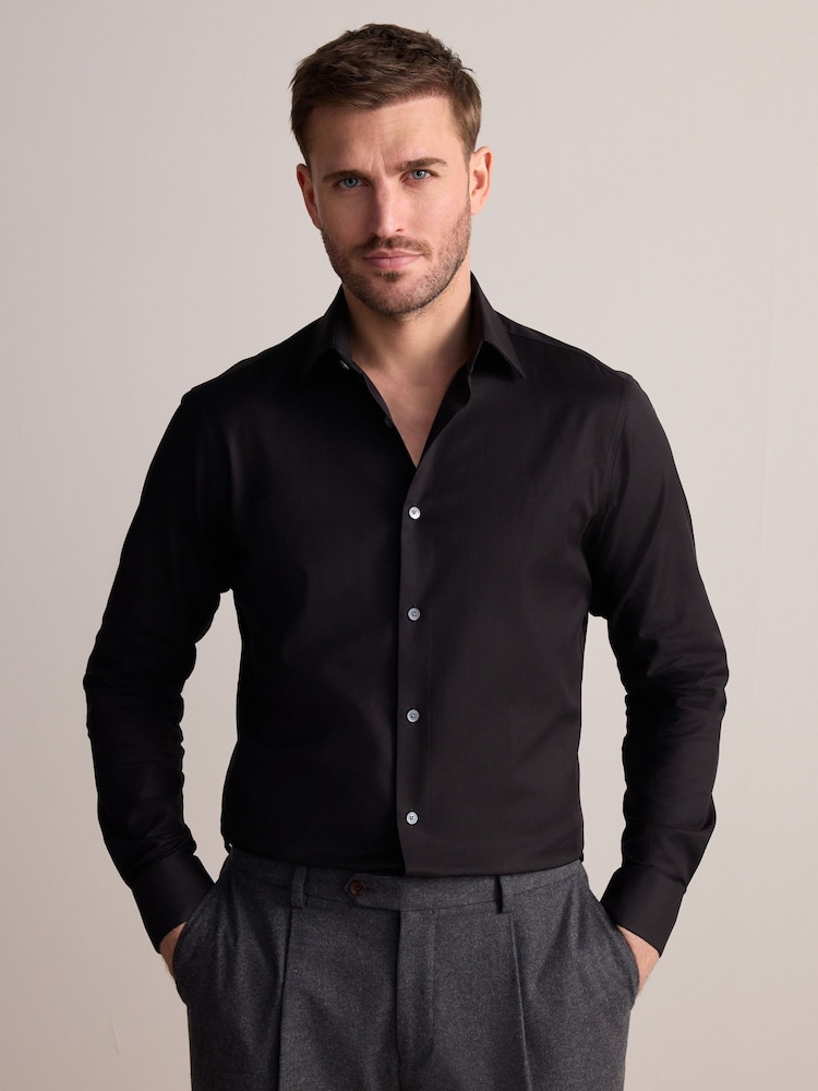 Noir - Slim Fit (Slim Fit) - Signature 100% Cotton with Textured Smart Shirt - Image 1 of 8