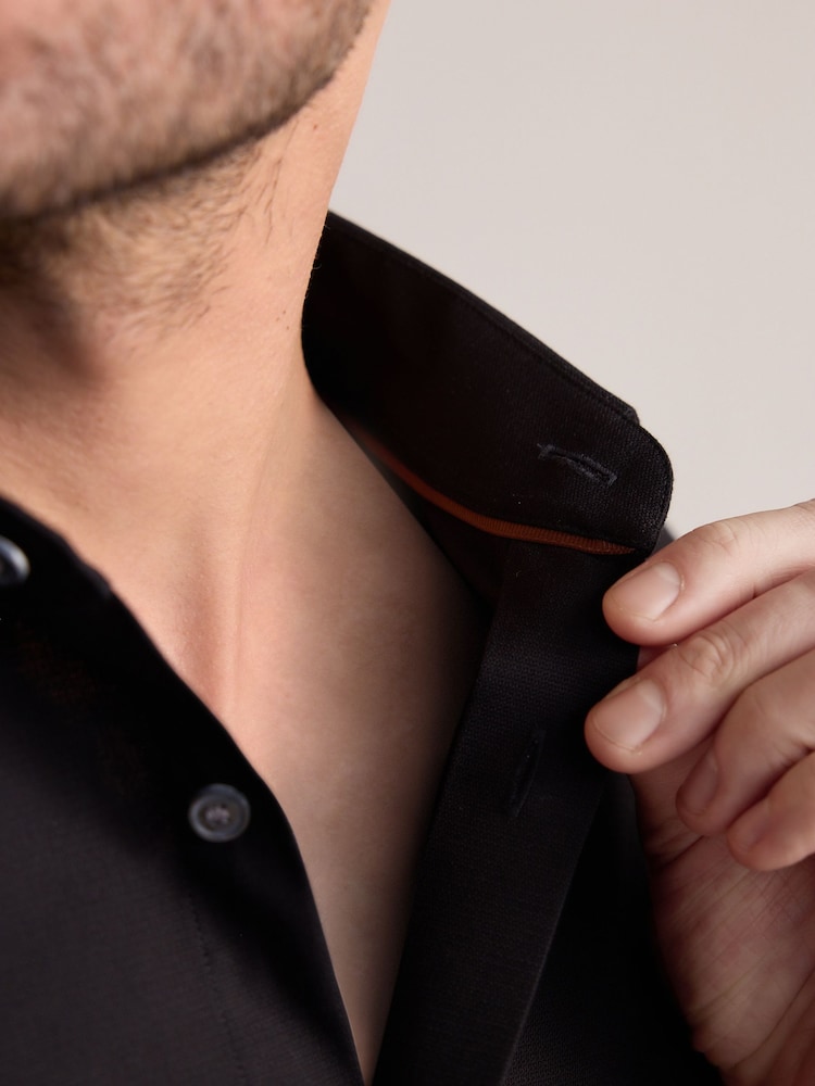 Noir - Slim Fit (Slim Fit) - Signature 100% Cotton with Textured Smart Shirt - Image 5 of 8