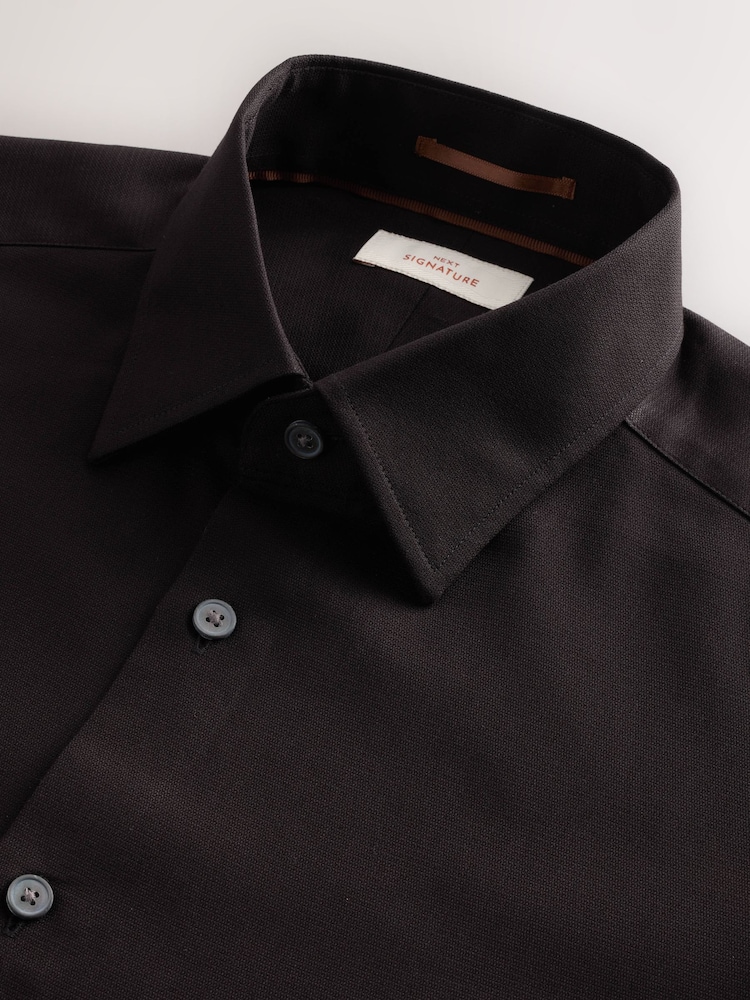 Noir - Slim Fit (Slim Fit) - Signature 100% Cotton with Textured Smart Shirt - Image 7 of 8
