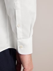 White Regular Fit Signature 100% Cotton with Textured Smart Shirt - Image 3 of 6