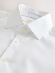 White Regular Fit Signature 100% Cotton with Textured Smart Shirt - Image 5 of 6