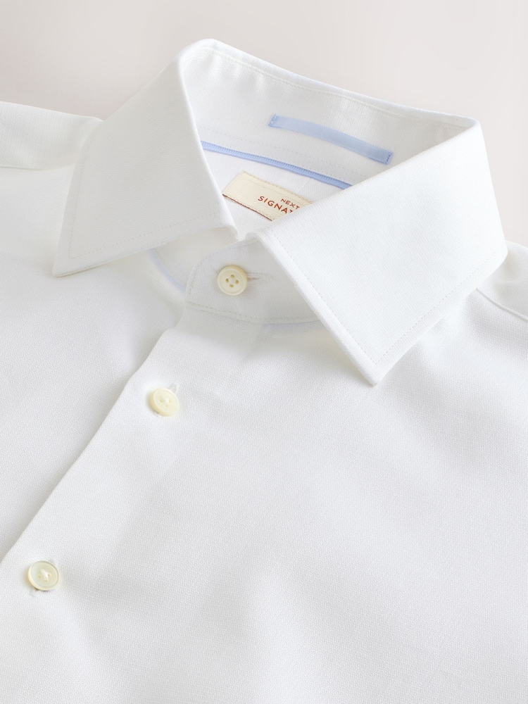 Blanc - Ajustement régulier - Signature 100% Cotton with Textured Smart Shirt - Image 5 of 6