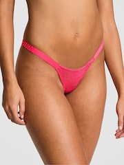 Victoria's Secret PINK Double Bubble Pink Mini Scoop Thong Lace Logo Scoop Knickers - Image 1 of 3