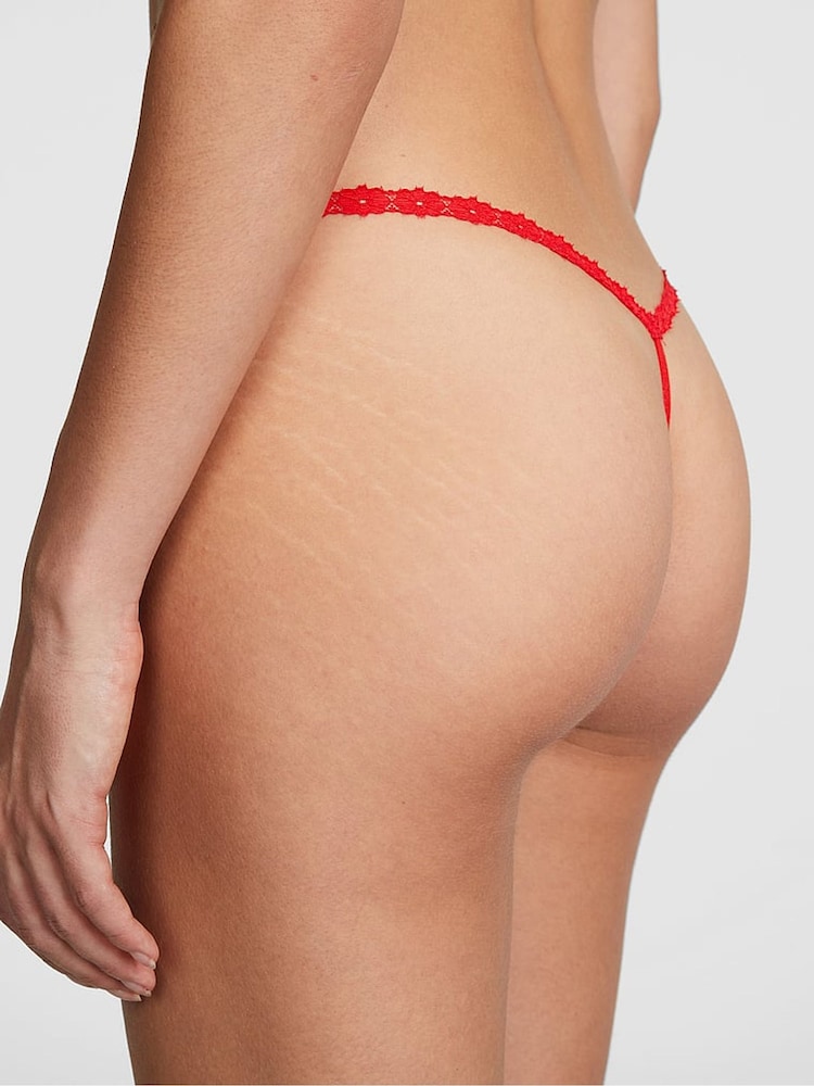 Victoria's Secret PINK Red/Green/White/Pink 5 Pack Lace Knickers - Image 4 of 4