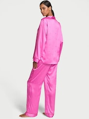 Victoria's Secret New Peony Pink Hearts Satin Long Pyjama Set - Image 2 of 3