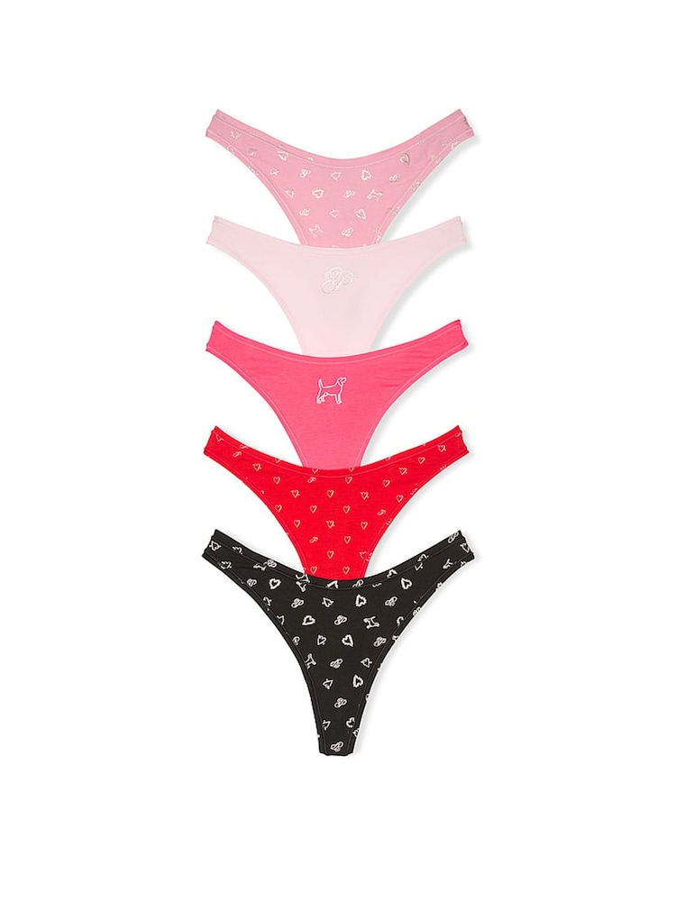 PINK Pink/Red/Black Thong 5 Pack Knickers - Image 1 of 3