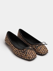 Long Tall Sally Brown Diamante Ballet Pumps - Image 2 of 5
