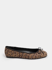 Long Tall Sally Brown Diamante Ballet Pumps - Image 3 of 5