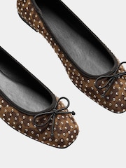 Long Tall Sally Brown Diamante Ballet Pumps - Image 5 of 5