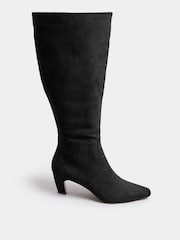 Long Tall Sally Black Knee Micro Kitten Knee High Boots - Image 2 of 5