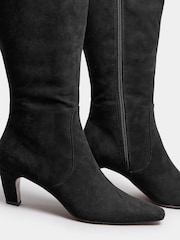 Long Tall Sally Black Knee Micro Kitten Knee High Boots - Image 5 of 5