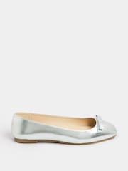 Long Tall Sally Silver Ballet Bow Square Toe Pumps - Image 3 of 5