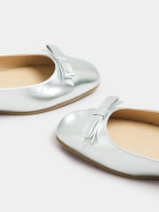 Long Tall Sally Silver Ballet Bow Square Toe Pumps - Image 5 of 5